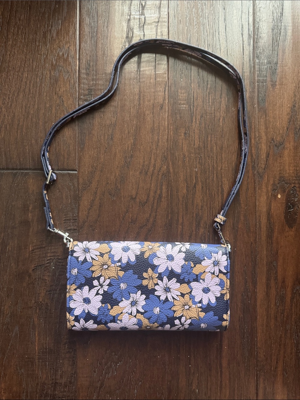 Vera Bradley Black, Pink and Purple Floral Crossbody Wallet - Picture 8 of 10